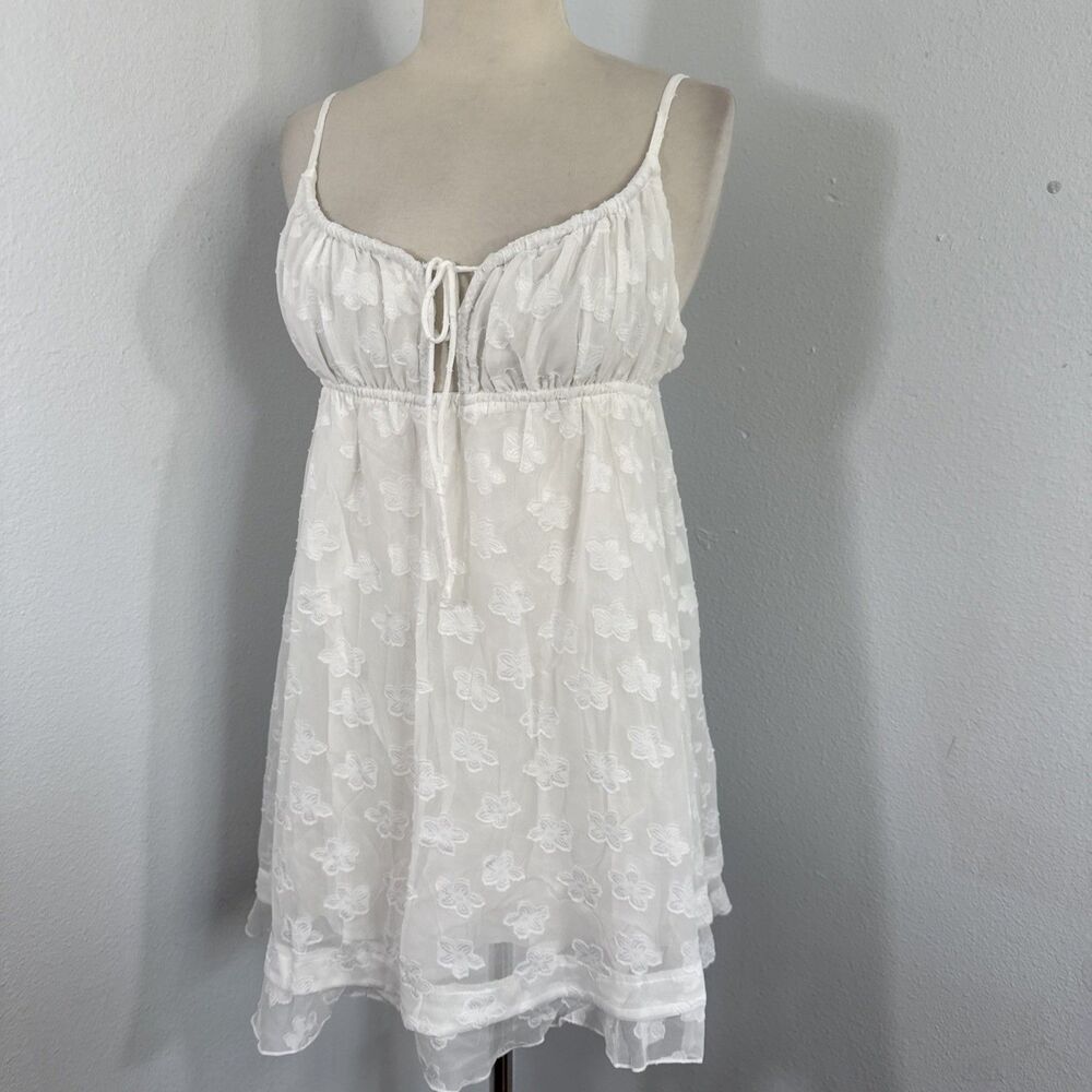 Princess Polly Mini Dress Womens 8 White Babydoll Fairy Whimsical Y2K 90s - Picture 1 of 12